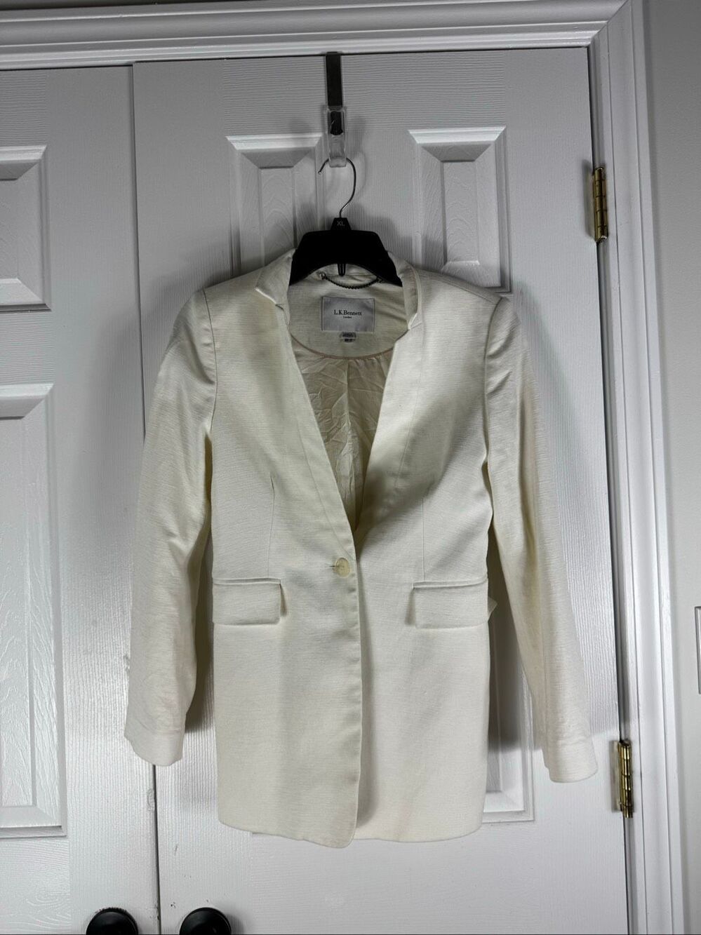 L.K. Bennett Womens JK Xia Linen Blend Cream Jacket Size 2